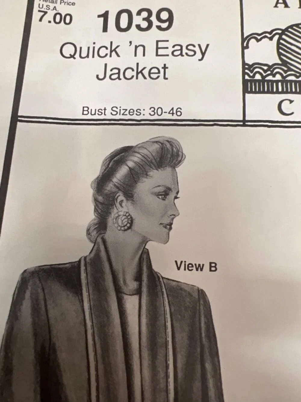 1039 Quick N Easy Jacket Sewing Pattern By Ann Person Bust Sizes 30-46